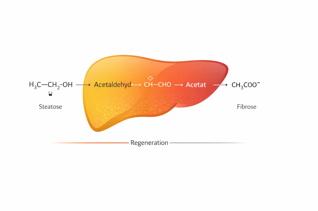 Alkohol und die Leber: Pathophysiologie, Stadien und aktuelle Risiko-Einschätzung