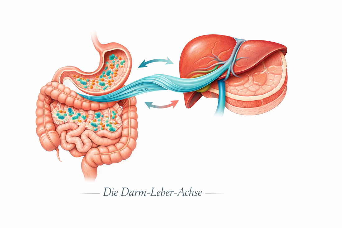 Darm-Leber-Achse: Pfortader, Mikrobiom und Gallensaeuren-Kreislauf
