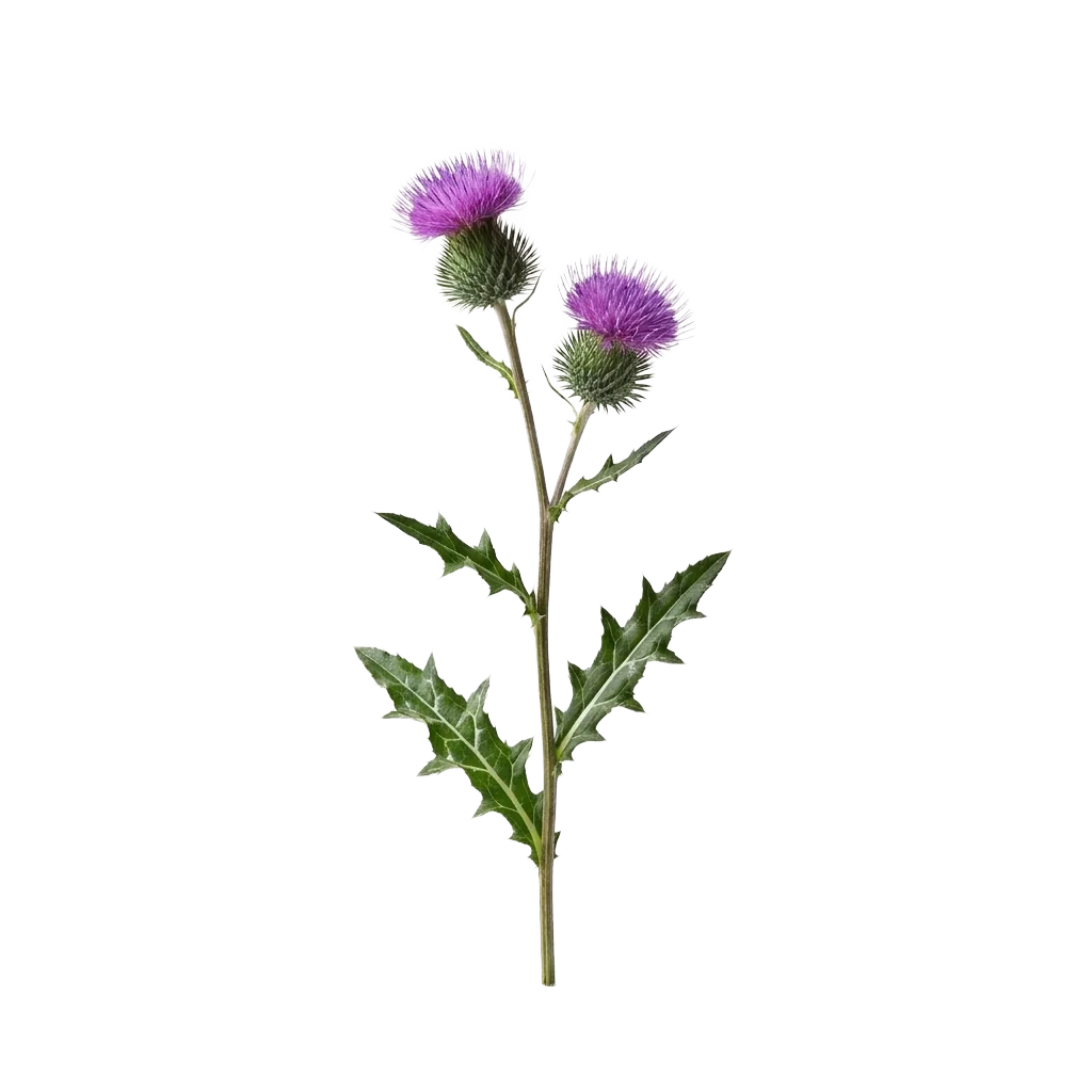Mariendistel-Extrakt — Mariendistel-Pflanze mit Blüten (Silybum marianum)
